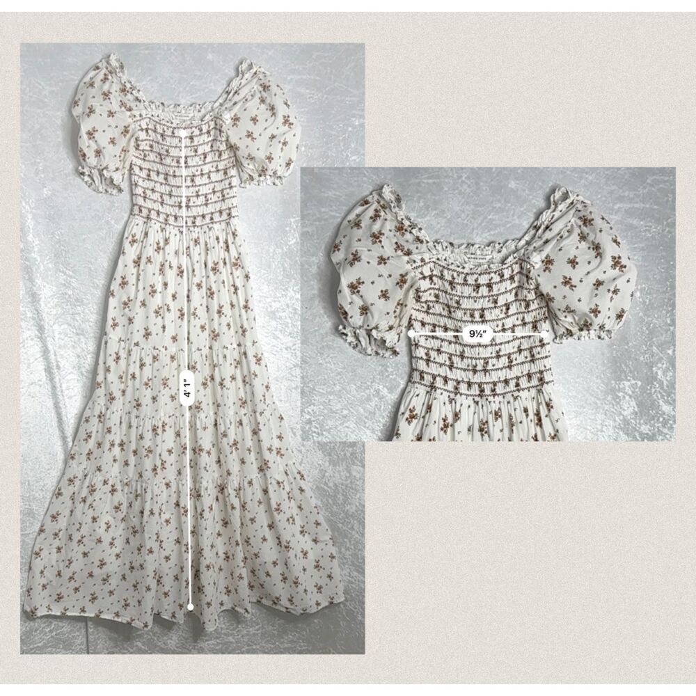 Cotton Altar'd State Flowy Whimsical Cottagecore Smocked Maxi Dress - Size Small - Picture 6 of 6